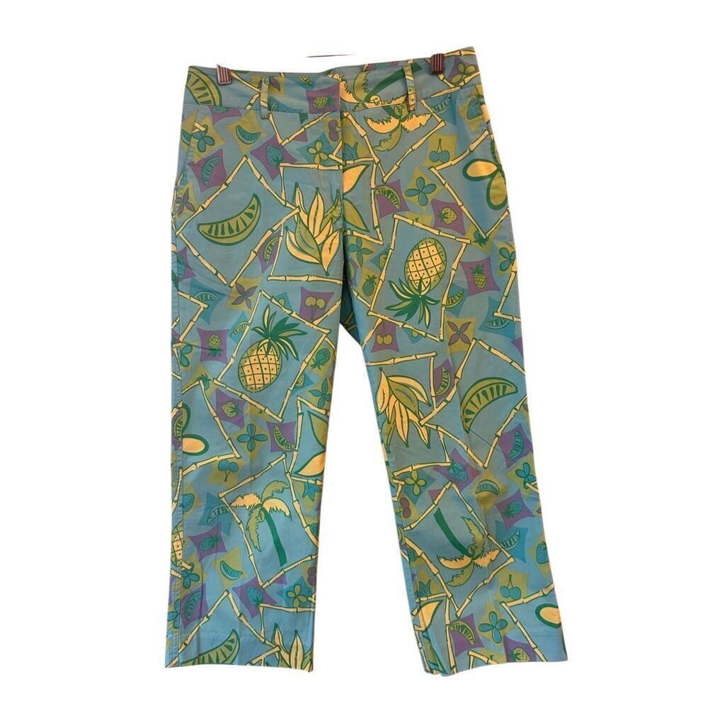 Vintage Lilly Pulitzer Liza Capri Macademia Capris so 6 Fruit Print Tropical Vac